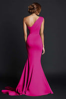 Load image into Gallery viewer, One Shouder Dusty Rose Mermaid Long Satin Formal Dress