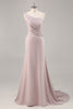 Load image into Gallery viewer, Khaki Mermaid One Shoulder Ruched Long Satin Formal Dress