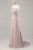Load image into Gallery viewer, Khaki Mermaid One Shoulder Ruched Long Satin Formal Dress