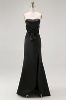 Load image into Gallery viewer, Black Sheath Sweetheart Long Formal Dress with Slit