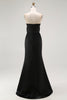 Load image into Gallery viewer, Black Sheath Satin Sweetheart Long Formal Dress with Slit