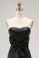 Load image into Gallery viewer, Black Sheath Satin Sweetheart Long Formal Dress with Slit
