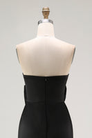 Load image into Gallery viewer, Black Sheath Satin Sweetheart Long Formal Dress with Slit