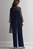 Load image into Gallery viewer, Sparkly Navy Chiffon Jumpsuit with Sequined Jacket