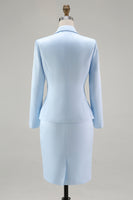 Load image into Gallery viewer, Elegant Blue Floral V-Neck Knee Length Mother of the Bride Dress