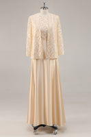 Load image into Gallery viewer, Floral Champagne Satin Mother of the Bride Dress with Sparkly Jacket