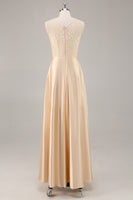 Load image into Gallery viewer, Floral Champagne Satin Mother of the Bride Dress with Sparkly Jacket