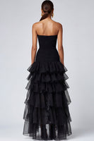 Load image into Gallery viewer, Elegant Dark Green Organza Strapless Tiered Ruffled Long Formal Dress