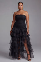 Load image into Gallery viewer, Elegant Dark Green Organza Strapless Tiered Ruffled Long Formal Dress