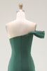 Load image into Gallery viewer, Dark Green One Shoulder Ruched Chiffon Pleated Long Formal Dress