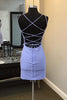 Load image into Gallery viewer, Sparkly Purple Spaghetti Straps Corset Homecoming Dress with Beading