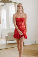 Load image into Gallery viewer, Purple Strapless Short Homecoming Dress with Beading