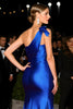 Load image into Gallery viewer, Royal Blue Mermaid Satin One Shoulder Long Formal -Dress with 3D Flower