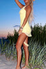 Load image into Gallery viewer, Yellow Chiffon Bodycon  V-Neck Mini Dress with Ruffles