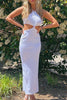 Load image into Gallery viewer, White Mermaid Halter Cut Out Long Graduation Dress