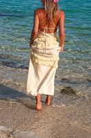 Load image into Gallery viewer, Yellow Sheath Spaghetti Straps Long Wedding Guest Dress with Ruffles