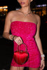 Load image into Gallery viewer, Sparkly Fuchsia Bodycon Strapless Sequin Ruched Mini Dress