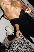 Load image into Gallery viewer, Black and White A Line Pleated Spaghetti Straps Long Formal Dress