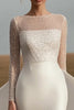 Load image into Gallery viewer, Ivory Satin Sheath Long Sleeves Wedding Dress with Back Cape