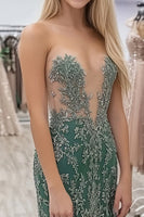 Load image into Gallery viewer, Agave Sparkly Sheath Strapless Prom Dress with Lace