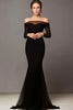 Load image into Gallery viewer, Elegant Black Mermaid Off the Shoulder Prom Dress with Sleeves