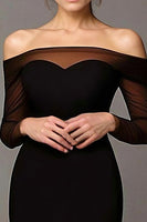 Load image into Gallery viewer, Elegant Black Mermaid Off the Shoulder Prom Dress with Sleeves