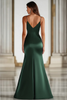 Load image into Gallery viewer, Dark Green Stretch Satin Spaghetti Straps Long Formal Dress