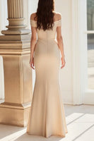Load image into Gallery viewer, Dusty Rose Mermaid Satin Long Mother of the Bride Dress with Appliques