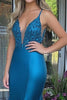 Load image into Gallery viewer, Peacock Mermaid Satin V-Neck Long Prom Dress