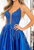 Load image into Gallery viewer, Royal Blue Ball Gown Satin Prom Dress with Lace Appliques