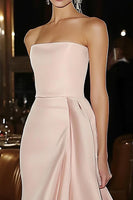 Load image into Gallery viewer, Elegant Pink Strapless Mermaid Ruffled Long Satin Gala Dress
