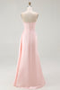 Load image into Gallery viewer, Elegant Pink Satin Mermaid Strapless Ruffled Long Gala Dress