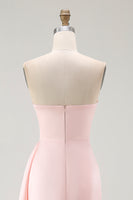Load image into Gallery viewer, Elegant Pink Satin Mermaid Strapless Ruffled Long Gala Dress