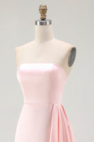 Load image into Gallery viewer, Elegant Pink Satin Mermaid Strapless Ruffled Long Gala Dress