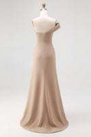 Load image into Gallery viewer, Light Khaki One Shoulder Sheath Ruched Gala Dress