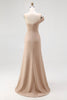 Load image into Gallery viewer, Light Khaki Sheath One Shoulder Ruched Long Gala Dress