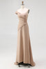 Load image into Gallery viewer, Light Khaki Sheath One Shoulder Ruched Long Gala Dress
