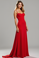Load image into Gallery viewer, Elegant Red Spaghetti Straps Long Satin Bridesmaid Dress