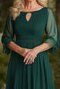Load image into Gallery viewer, Dark Green A Line Keyhole Mother of the Bride Dress with Half Sleeves