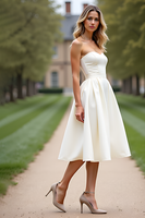 Load image into Gallery viewer, Strapless A Line Little White Dress