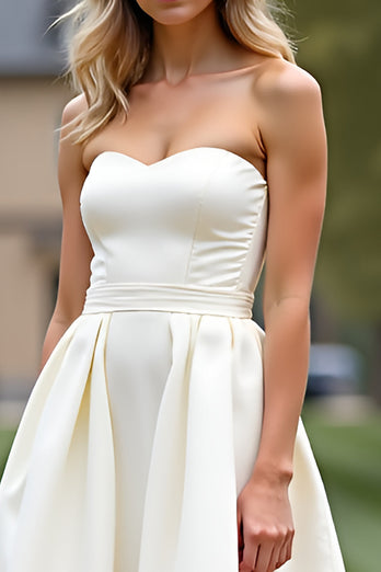 Strapless A Line Little White Dress