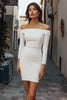 Load image into Gallery viewer, White Sheath Off the Shoulder Satin Mini Graduation Dress