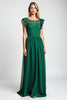 Load image into Gallery viewer, Scoop Dark Green Chiffon Long Mother of the Bride Dress