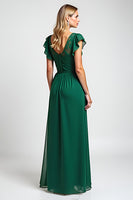 Load image into Gallery viewer, Scoop Dark Green Chiffon Long Mother of the Bride Dress