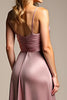 Load image into Gallery viewer, Dusty Rose A Line Ruched Satin Long Bridesmaid Dress