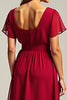 Load image into Gallery viewer, Red V-Neck Knee Length Chiffon Mother of the Bride Dress with Short Sleeves