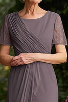 Load image into Gallery viewer, Dusk Ruched Knee Length Chiffon Mother of the Bride Dress with Lace