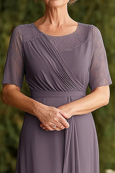 Dusk Knee Length Chiffon Mother of the Bride Dress with Lace
