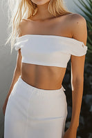 Load image into Gallery viewer, White 2-Piece Off The Shoulder Short Graduation Dress