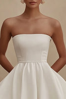 Load image into Gallery viewer, White Strapless A Line Mini Graduation Dress